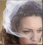 Tulle Birdcage face Veil with Crystals