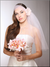 Headband-Style Tulle Bridal Veil with Organza Flower & Crystal