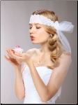 White or Ivory Vintage Lace Bridal Headband with Tulle Veil