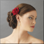 Velvet Red Rose Hair Clip for Bridal Wedding Day
