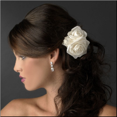 Triple Flower Bridal Hair Clip in White or Ivory