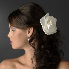 5" Elegant Bridal Flower Hair Clip ( Ivory, White, Red, Black, or Pink )