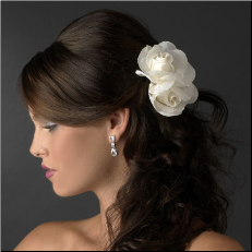 Bridal Flower Hair Clip in Ivory or White