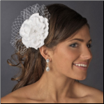 Flower Clip with Tulle in White or Ivory