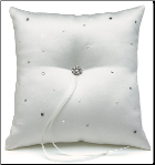 Scattered Pearls and Crystals Square Ring Pillow - White or Ivory