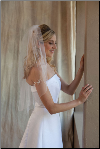 Metallic corded with pearl, bugle bead and rhinestone accents veil