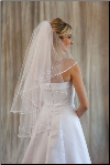 2 layers Rattail Edge Veil with Rhinestone Appliques