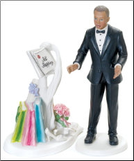 Surprised Groom Figurine and still shopping sign