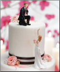 Reaching Bride and helpful groom cake topper