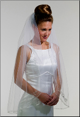 Silver metallic corded Bridal Veil