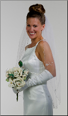 Veil with floral bugle bead appliques