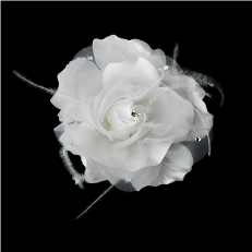 Bridal Flower Feather Hair Accessory in White or Ivory