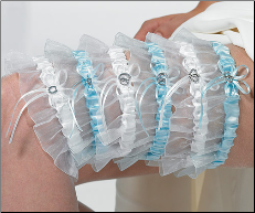 Blue Crystal Bridal Garters with Charms