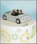 "Honeymoon Bound" Couple in Car Cake Topper