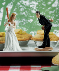 Bride Ready To Hit A Home Run with Groom Pitching Cake Toppers NEW