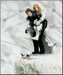 Winter Skiing Wedding Couple Figurine