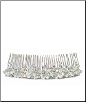 White Pearl & Crystal Flowers in Silver Hair Comb NEW