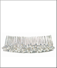 White Pearl & Crystal Flowers in Silver Hair Comb NEW