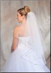 Navy Blue corded edge Bridal Veil