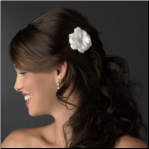 Gorgeous White Jeweled Delphinium Flower Hair Clip