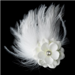 Diamond White Flower Feather Fascinator Bridal Hair Clip