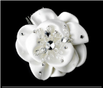 Fabric Flower Bridal Hair Comb with Rhinestone Crystals (white or Ivory)