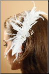 Feather Comb with baby pearls and crystals