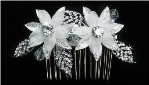 Beautiful Ivory or Clear Flower Hair Comb