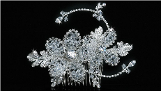 Silver Clear Beaded Hair Comb