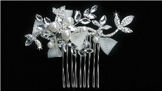 Silver Clear or Ivory Bridal Hair Comb