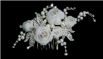 White or Ivory Rose Hair Comb