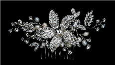 Bridal Hair Comb with Rhinestones and Pearls