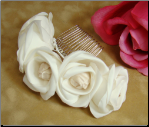Ivory Roses with Champagne Rum Accent Bridal Comb