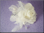Ivory or White Floral Feather Bridal Hair Accent