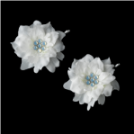 Diamond White Twin Ranunculus Flower Hair Clips