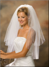 Waist Length Cut Edge Bridal Veil