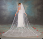 Long Cathedral veil with colored or plain edge