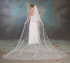 Long Cathedral veil with colored or plain edge