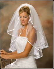 Ribbon Edge Bridal Veil with Rhinestones