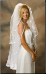 3/8" Long Knee Length Ribbon Edge Bridal Veil