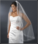 Bridal Wedding veil with Crystals & Silver Vine Embroidery