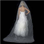 Bridal Wedding Single Layer Satin Ribbon Edge Cathedral Length Veil VS 1C