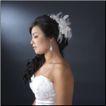 White Feather Fascinator with Sequence & Bugle Beads