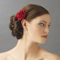 Velvet Red Rose Hair Clip for Bridal Wedding Day