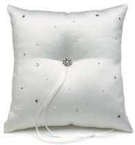 Scattered Pearls and Crystals Square Ring Pillow - White or Ivory Scattered Pearls and Crystals Square Ring Pillow - White or Ivory