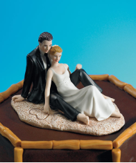 Romantic Wedding Couple Lounging on the Beach Figurine NEW
