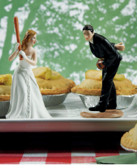Bride Ready To Hit A Home Run with Groom Pitching Cake Toppers NEW