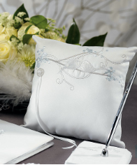 Love Bird in Classic White Square Wedding Ring Pillow