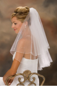20"x 25" Long Corded Edge Veil with pearls