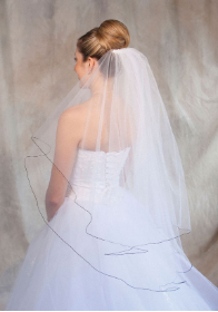 Black corded edge Bridal Veil
